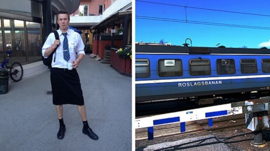 公司禁止穿短裤瑞典男性火车驾驶员穿裙子开车