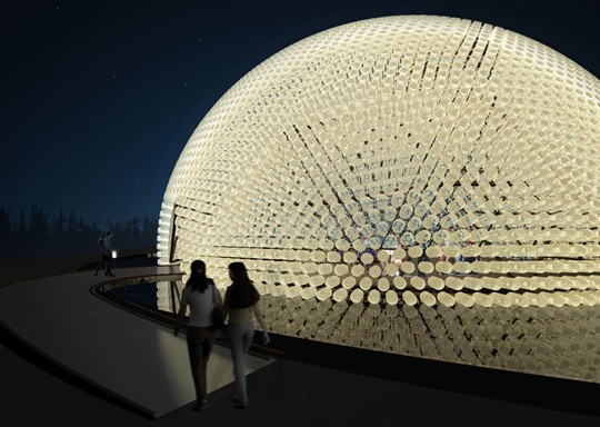 香港迎中秋设计师用7000塑料瓶砌成彩灯(图)