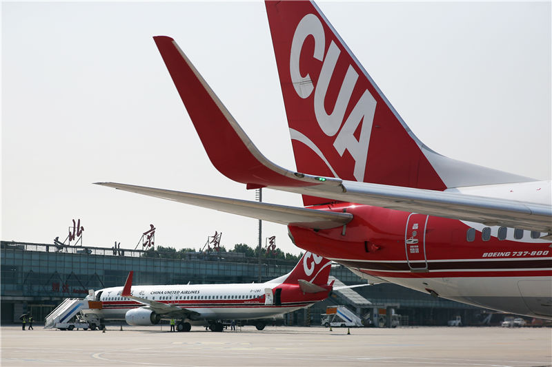 2019年5月25日，在北京南苑机场，停机坪上的中国联航飞机。 中国日报记者 武晓慧 摄