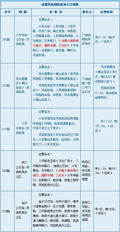 成都双流国际机场公交线路