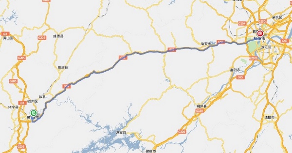 黄山到杭州自驾线路图