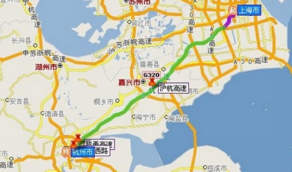 上海到杭州自驾线路图